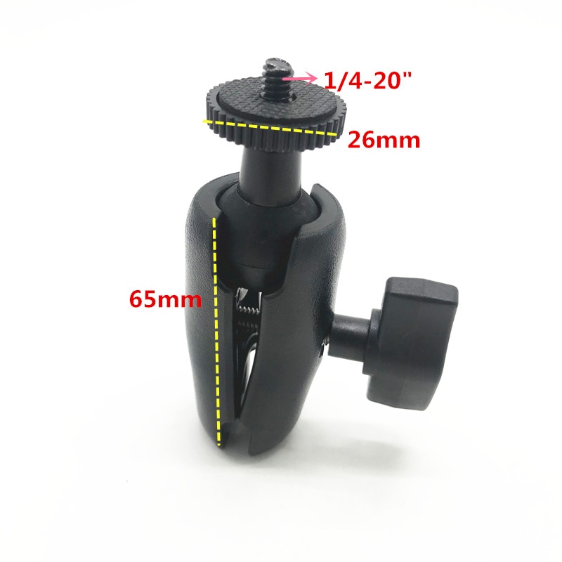 25mm Ball Mount Double Socket Arm 1/4 Tripod Adapter Screw to 1 inch Ball Mount for Gopro Action Camera GPS Ram Mount Holder