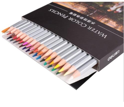 Deli Water Color Pencil Set 24/36/48/72 Colors Soluble Pencil For Drawing Painting Sketch Tin iron/Paper Box Art School Supplies: 24pcs paper box