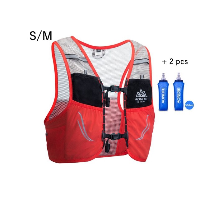 Backpack Trail Running Vest Men Women Lightweight Outdoor Sport Hiking Cycling backpack 2.5L Marathon Fitness Hydration Pack: Orange Red.SM Bottle