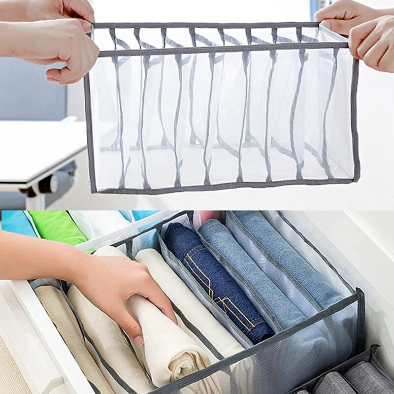 Washable Wardrobe Clothes Organizer Set Of 3,Foldable Visible Closet Organizer Clothes Drawer Mesh Separation Box