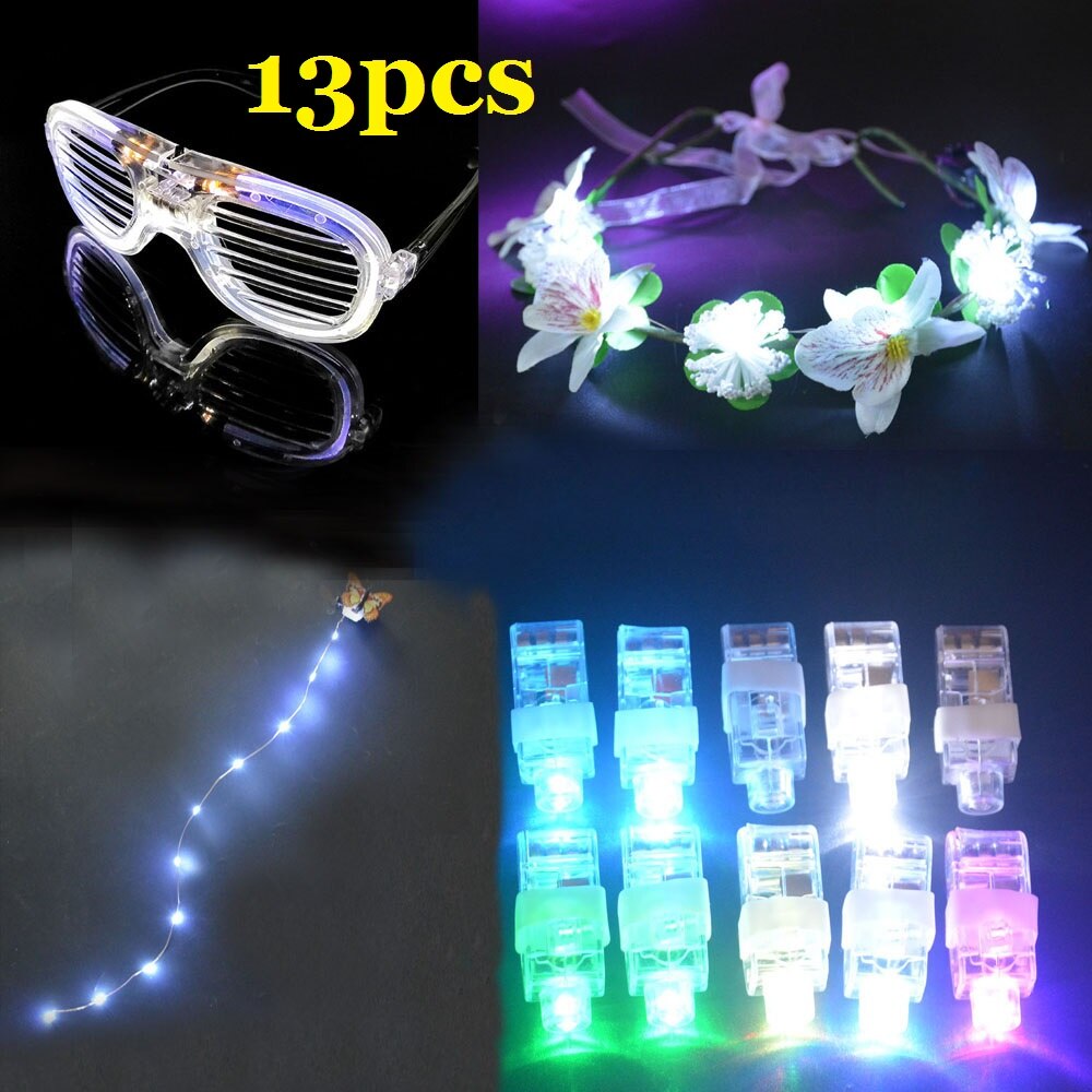Accesorios para fiestas que brillan en la oscuridad, pulsera luminosa, herramientas de estilismo Led para el cabello, diadema con luces para el dedo, diadema de flores para niñas, cumpleaños y bodas