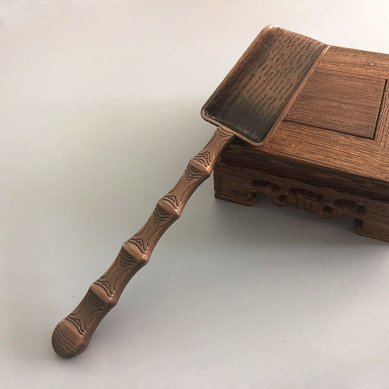 Chinese Stijl Schop Vorm Thee Lepels Retro Thee Accessoires Koperen Suiker Zout Koffie Lepels Voor Keuken Kongfu Thee Tools Gadgets: 7