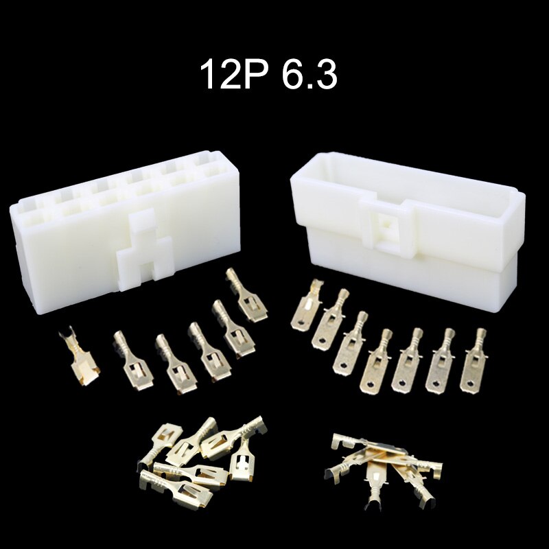5 Juegos 6,3mm 2/3/4/6/ pin Automotive 6,3 cable eléctrico conector macho hembra cable Kits enchufes de terminal motocicleta ebike Coche: 12p
