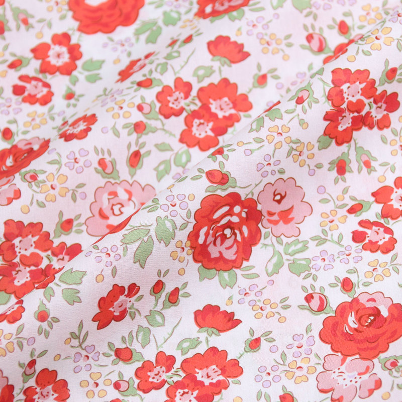 felicite pink color small flowers print liberty fabric floral London Liberty tana lawn cotton custom fabric for DIY handmade: Red