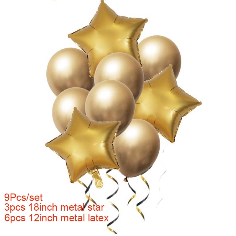 Guld sølv metal balloner deco fødselsdag folie stjerne balloner fødselsdagsfest dekorationer børn konfetti balloner til oppustelige bolde: Metal sæt 6