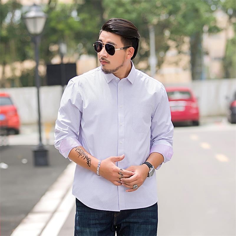 10XL 8XL 6XL 5XL camisas casuales de para hombres camisa a cuadros de manga larga camisa masculina camisa de hombre camisa de Color sólido masculina: 1 / 7XL