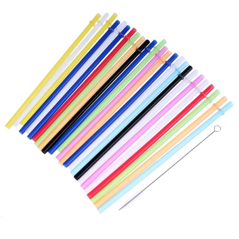 25 Stuks Kleurrijke Hard Plastic Dikker Stro Met Borstel Party Supplies (Willekeurige