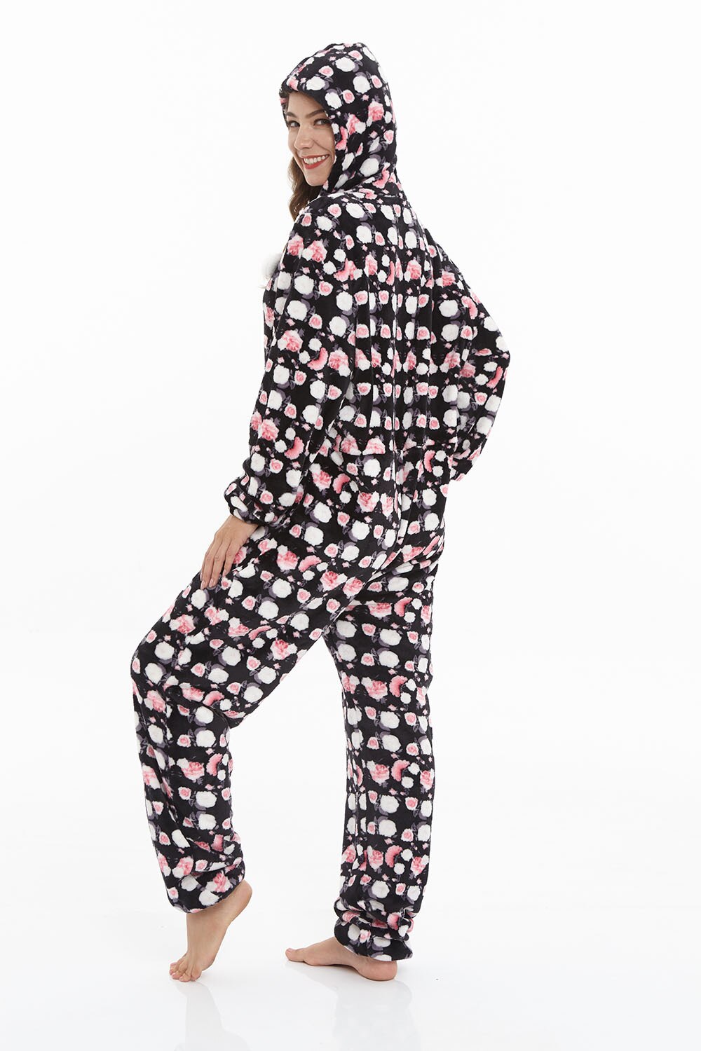 Mode Afdrukken Hooded Flanel Lange Mouw Pijama Mujer Vrouwen Pyjama Onesies Romper Jumpsuit Voor Vrouwen