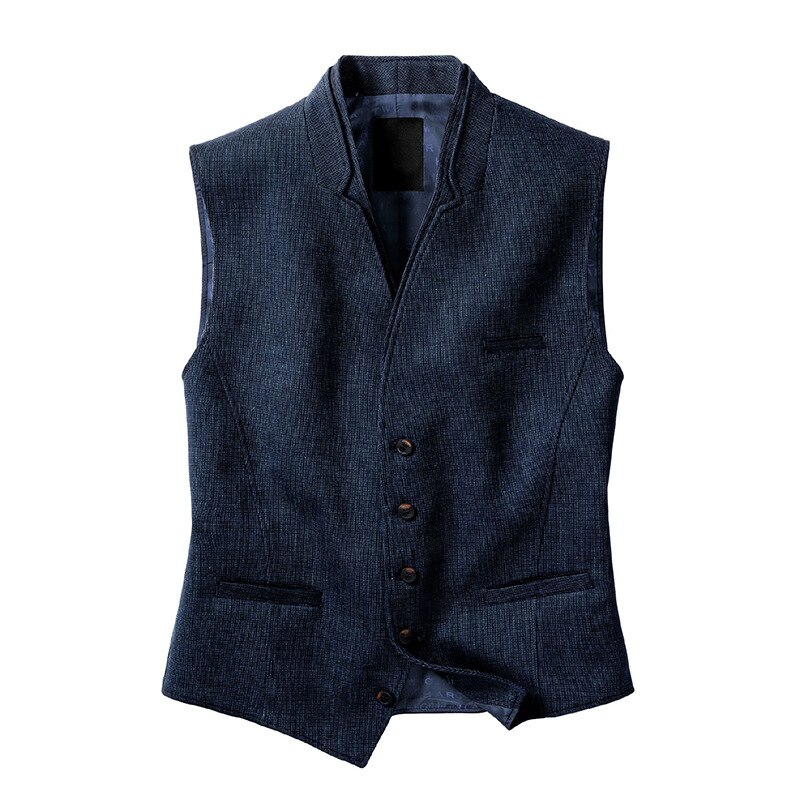 européen américain hommes col en v à la Premium affaires costume gilet simple boutonnage hommes gilet veste: S