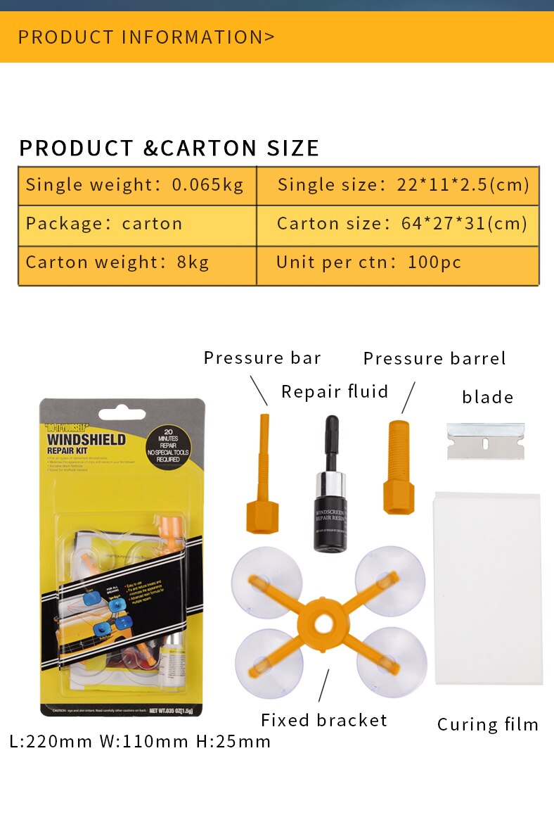 Car Glass Repair Tool Windscreen Windshield DIY Kit Wind Glass For Chip Crack