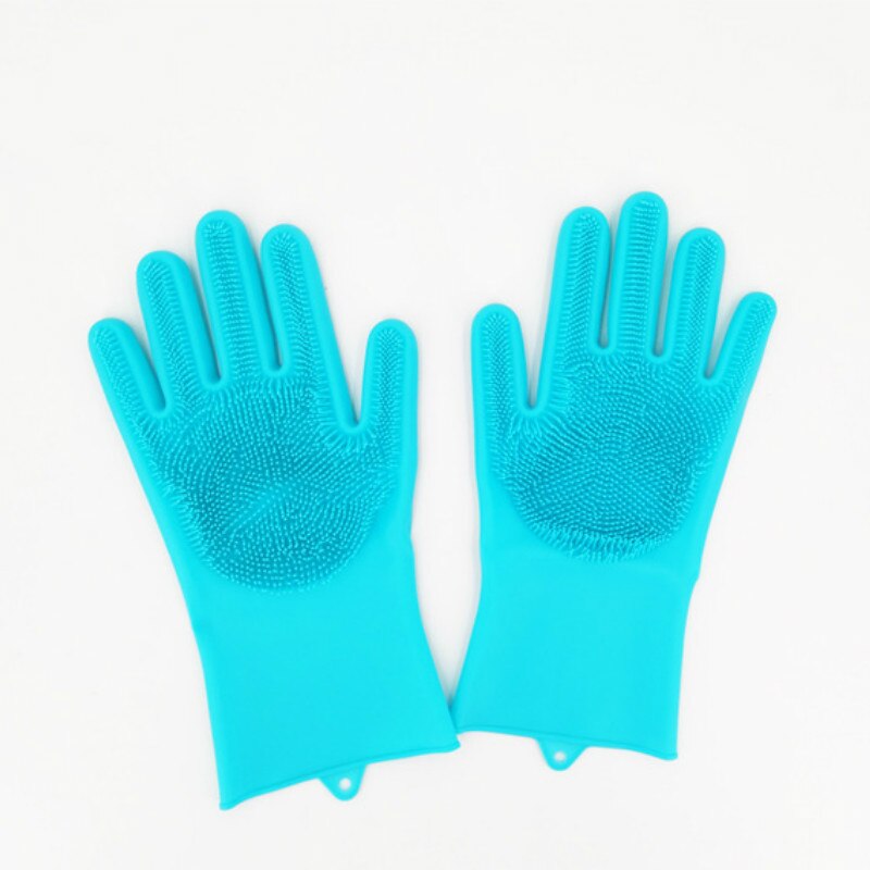Guantes de goma para limpieza de lavavajillas, manoplas mágicas de silicona para lavar platos, estropajo para el hogar, cocina, herramienta de limpieza, 1 par