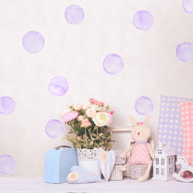 Tofok 36 stk/sæt akvarelprikker wallsticker aftagelig børneværelse soveværelse decals diy vinyl børnehave kontor forskønne indretning