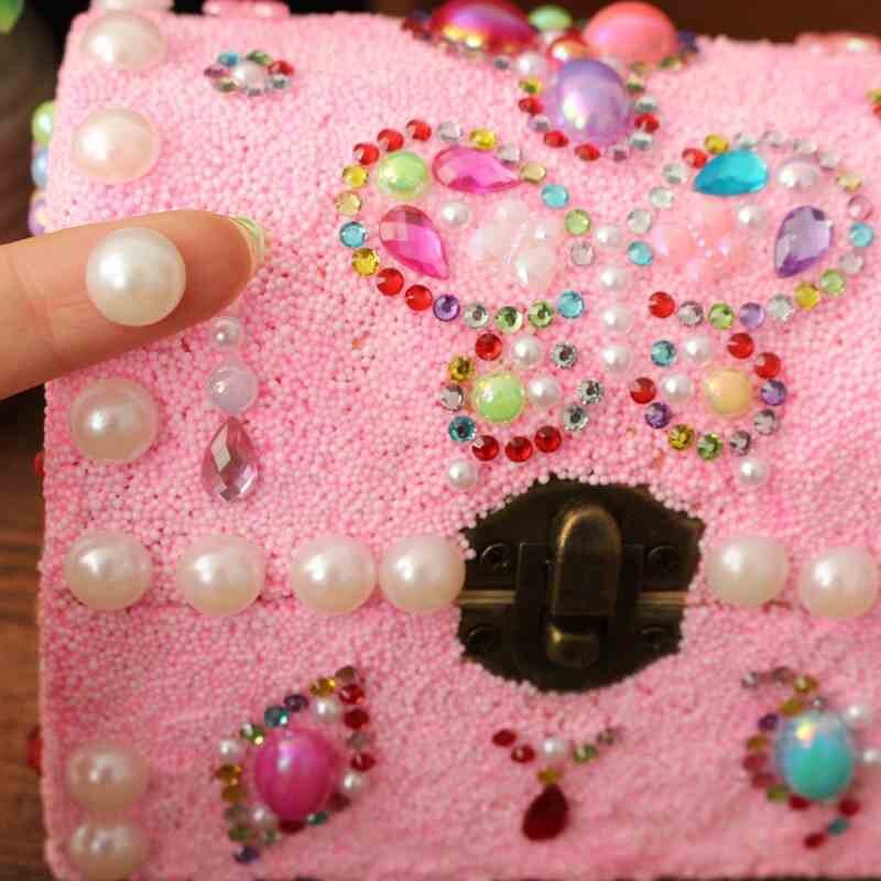 Enfants fait à la main bricolage matériel sac fille en bois massif papeterie boîte boîte à crayons flocon de neige boue bâton perceuse boîte de rangement