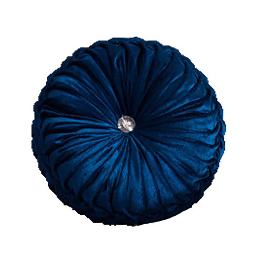 Europese Stijl Fluwelen Geplooide Pompoen Kussen Ronde Decoratieve Sofa Sierkussen Kussen Sofa Decor Thuis Textiel: Deep Blue