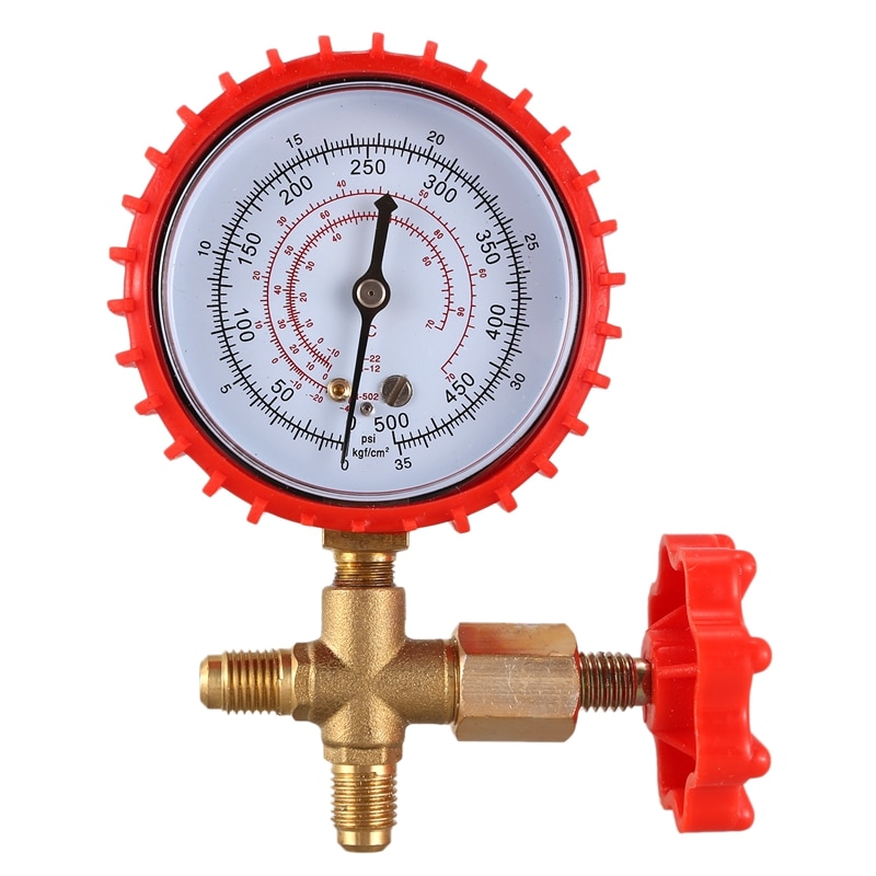 Refrigerant Pressure Gauge Air Conditioning Recharge Pressure Gauges Manifold Gauge Manometer Valve for R12 R502 R22 R410 R134A: Default Title