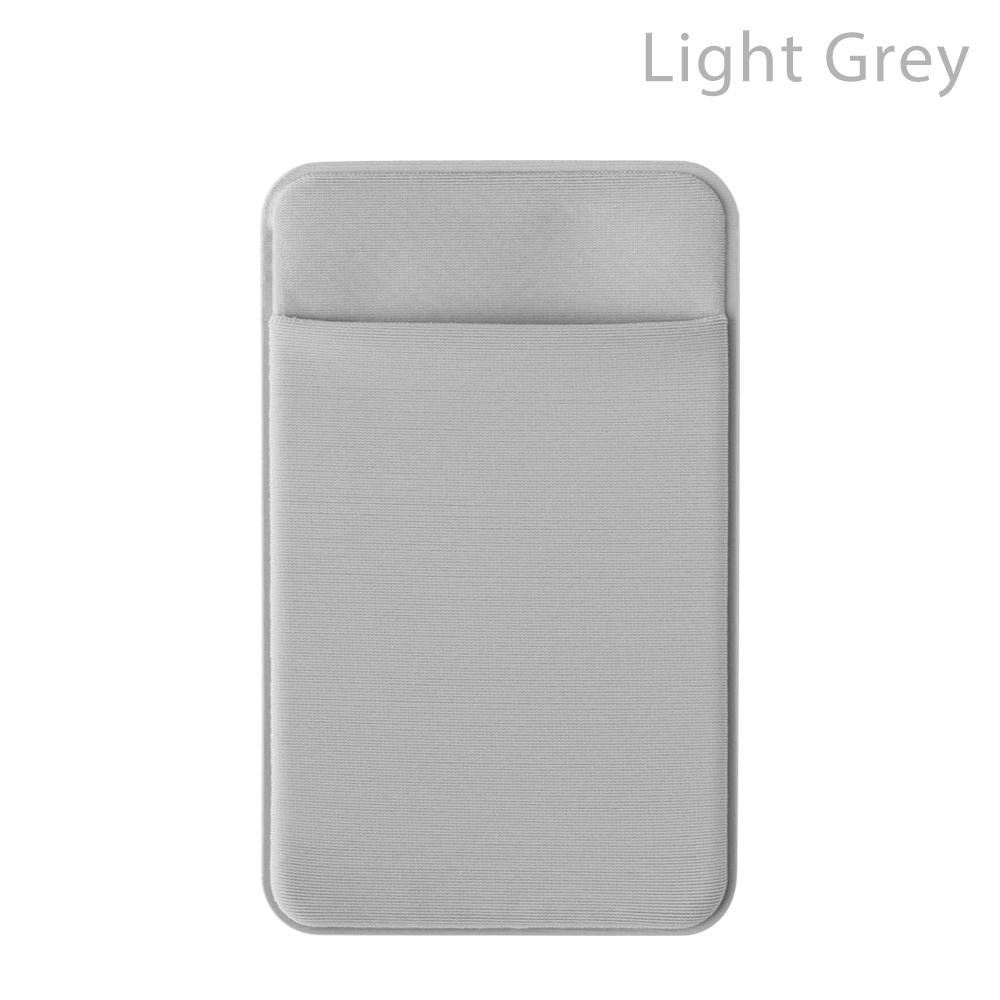 1PC Unisex Elastic Mobile Phone Wallet Cell Phone Card Holder Case Adhesive Sticker Pocket Credit ID Card Holder: Light Grey