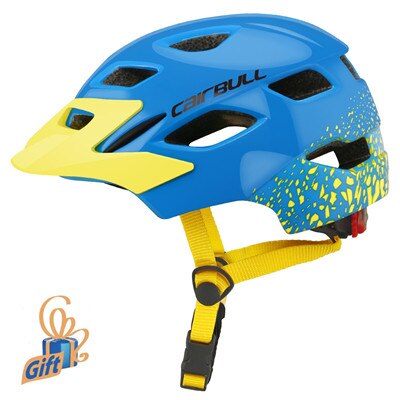 Cairbull børnecykelhjelm med baglygte sikker balance cykelcykelhjelm ultralette sport børn drenge skate mtb hjelme: Blå