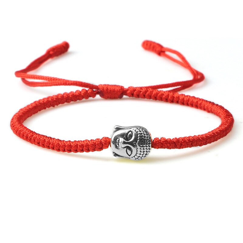 Gouden Boeddha Hoofd Mode Armband Classic Rood Zwart Bruin String Charm Voor Vriendschap Gevlochten Armbanden Handgemaakte Sieraden: red-2