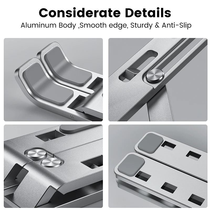 Laptop-Halter aus Aluminiumlegierung, verstellbar, faltbar, tragbar, für Notebook-Computer, Halterung, anhebbar, rutschfeste Halterung