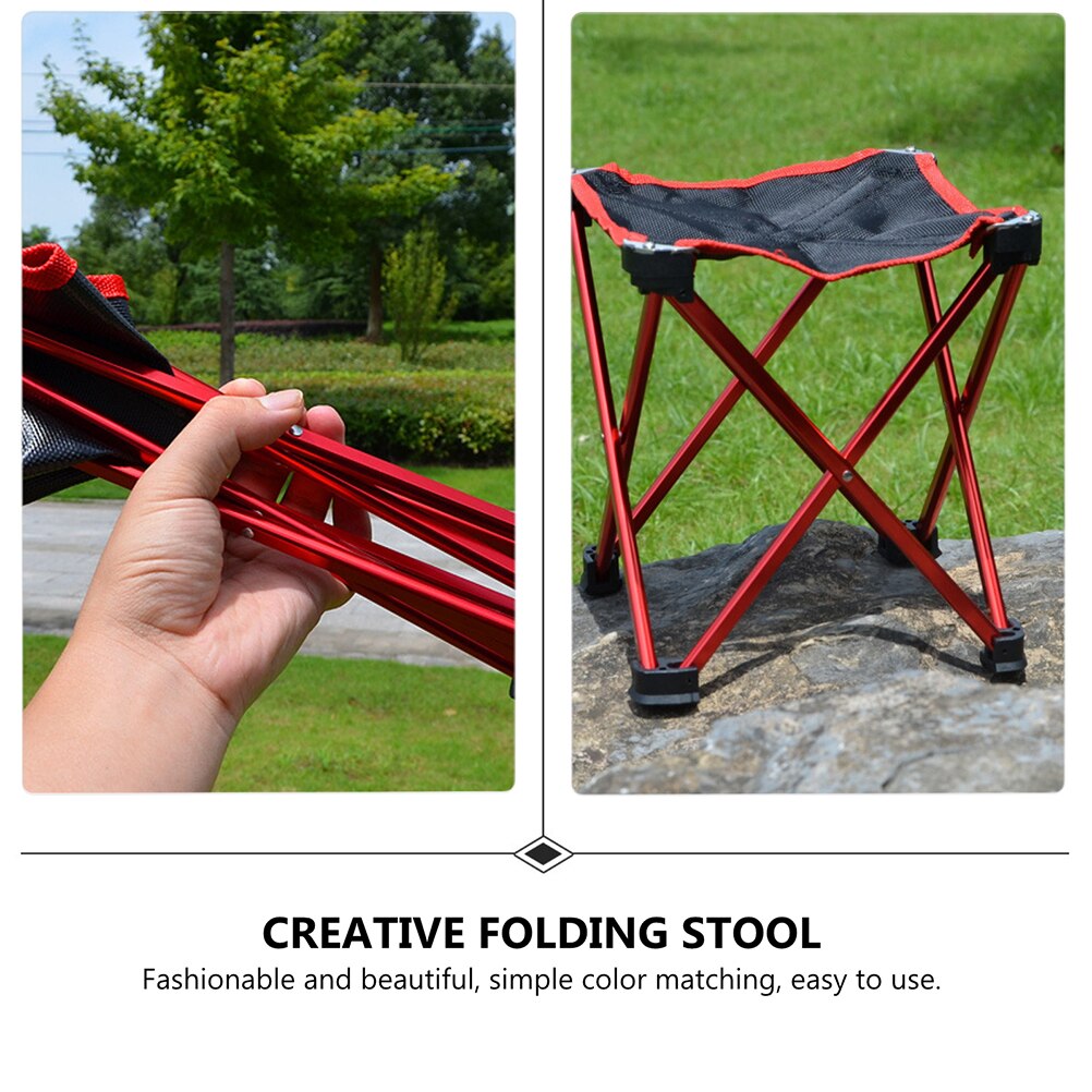 1 Pc Collapsible Camping Chair Folding Chair Stylish Fishing Stool (Red,)