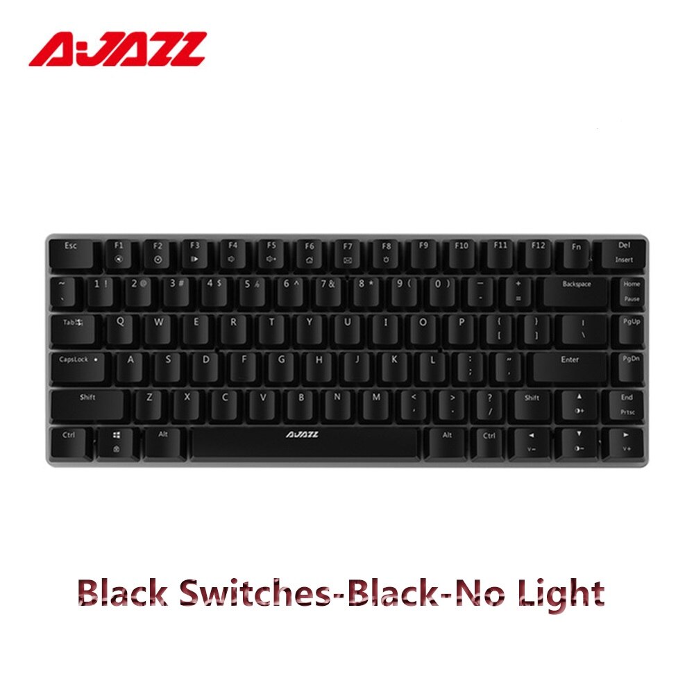 Ajazz AK33 Mechanische Gaming Toetsenbord 82 Toetsen Toetsenbord Bedraad Zwart/Blauwe Schakelaar Engels Layout Anti-Ghosting Toetsenbord Voor pc: Black - No Light / zwarte schakelaar