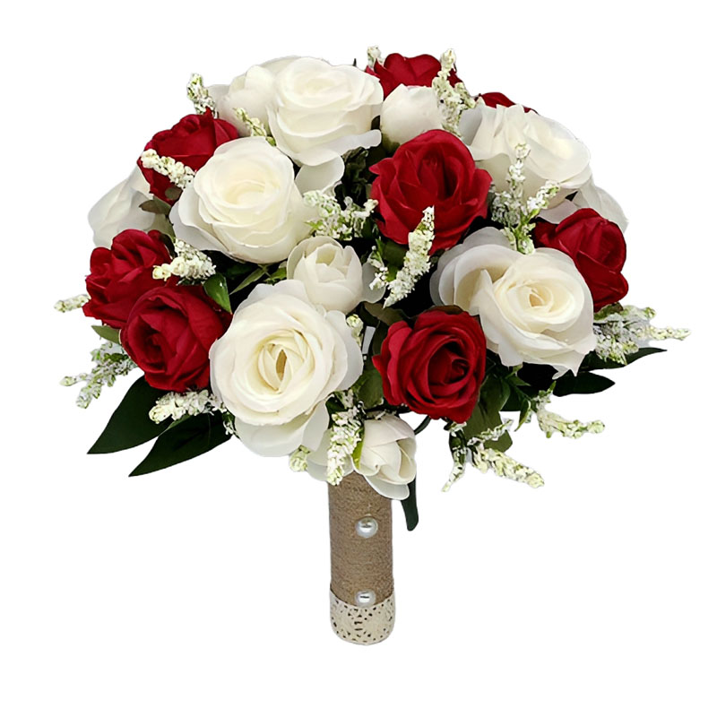 Ramo de novia, flores, accesorios de boda para dama de honor, rosas artificiales azules, ramos de novia, decoración de boda: Rojo