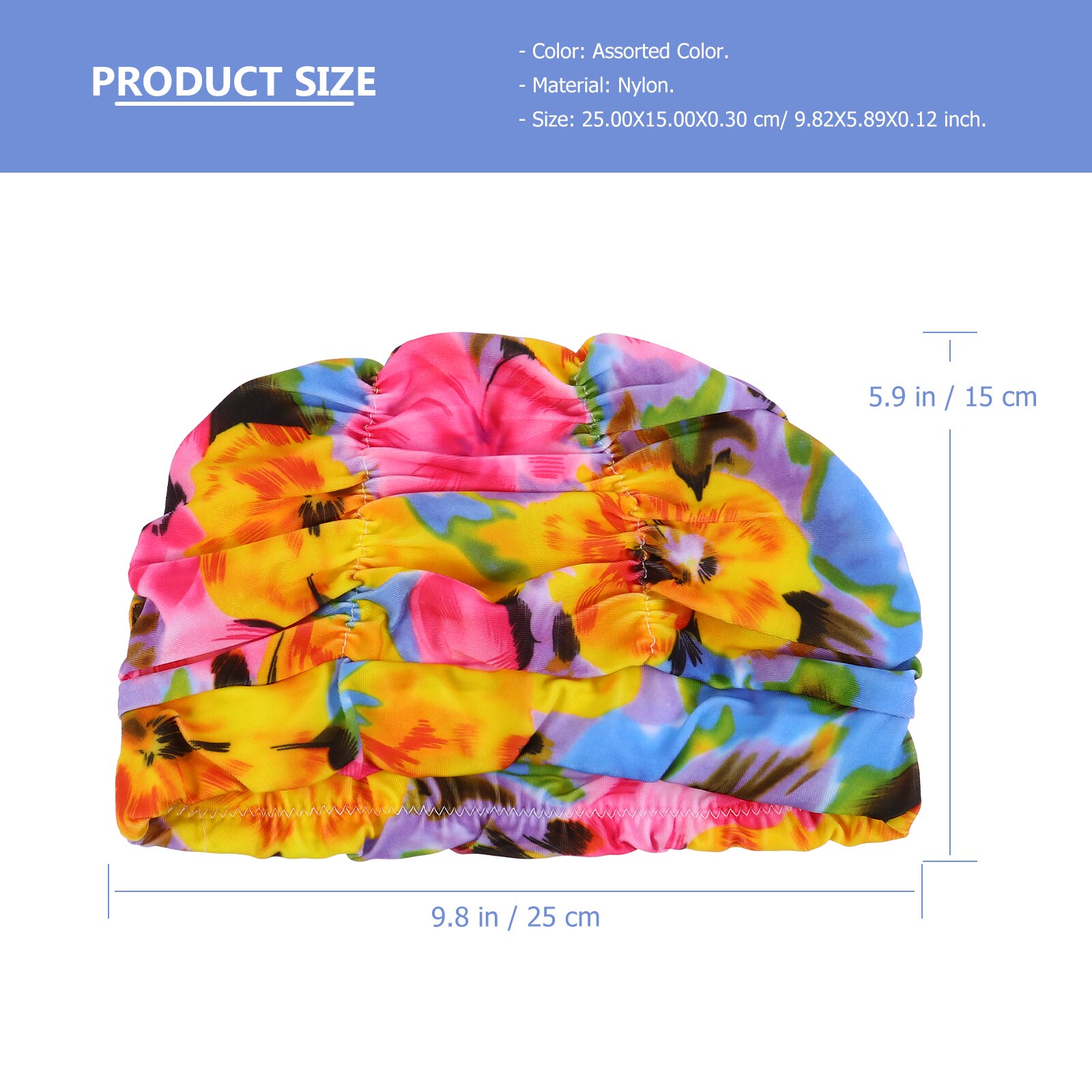 6szt. pofałdowany pływanie Czapki dorośli ludzie modny pływanie kapelusze (losowy wzorzec)