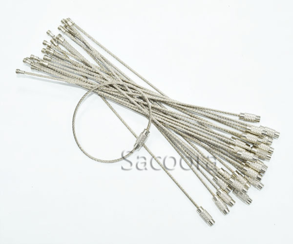 10 stk rustfritt stål metalltråd nøkkelring kabel nøkkelring til utendørs fotturer