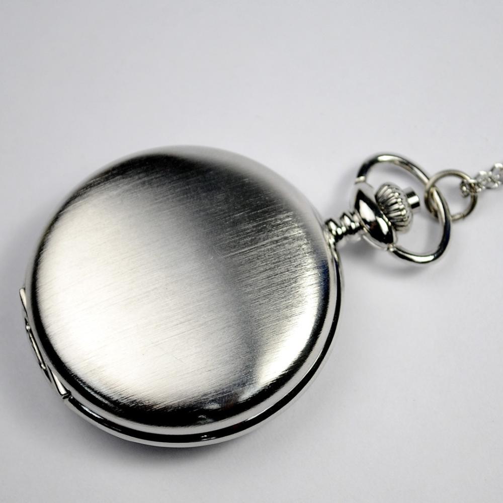 8003Smooth And Bright Retro Two-faced Pocket Watch Silver Pocket Watch With Necklace Pocket watch Two Colors To Choose