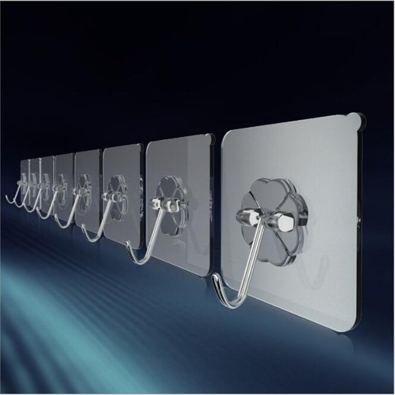 Hook Hanger Strong Adhesive Kitchen Bathroom Bedroom Hanging Door Wall Paste Coat Hats Plug Acrylic Thickening Hooks Rack