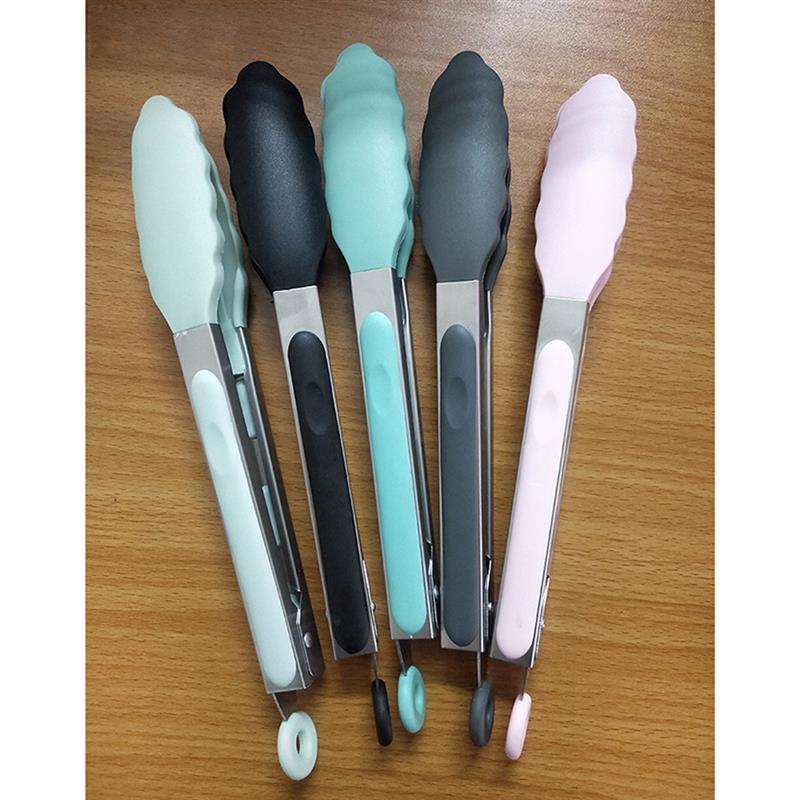 Silicone Food Tong Stainless Steel Kitchen Tongs Silicone Non-slip Cooking Clip Clamp BBQ Salad Tools Grill Kitchen Accessories
