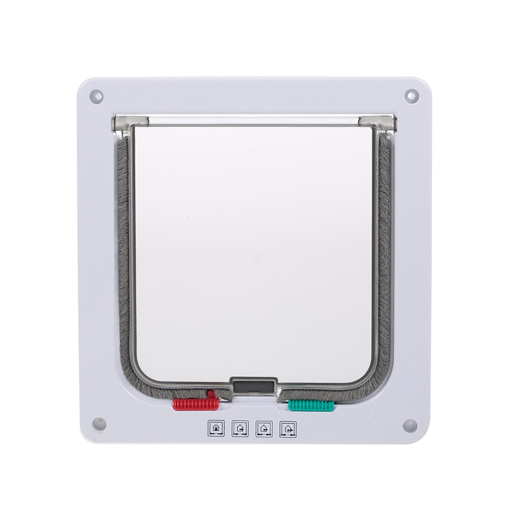 Dog Cat Door Security Flap Door 4 Ways Locking Automatically Close for Small Dogs Pet Supplies: White / 20x19.2 x 1.8cm