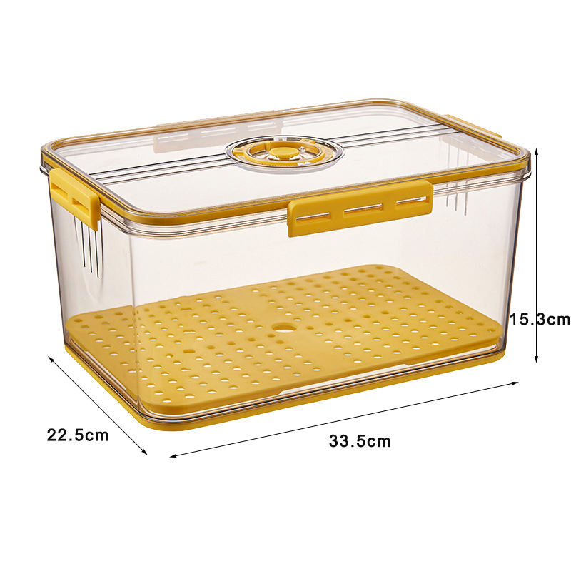 Refrigerator Storage Box Kitchen Storage Containers for Food Vegetable Fruit Timekeeping Frozen Storage Box Freezer Sealed Box: Yellow 7001