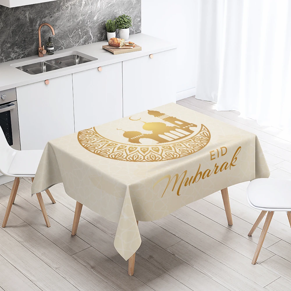 Eid Haupt dekoration Tischdecke Ramadan arabische Kalligraphie muslimische dekorative Tischdecke wasserdicht und schmutz abweisend: Licht Gelb / 80*120cm