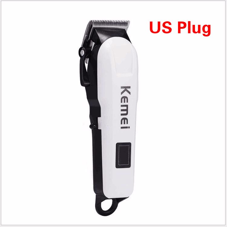 Kemei tondeuse à cheveux LCD affichage 0mm tête à baldaquin tondeuse à barbe hommes électrique coupe de cheveux Machine coupe rasoir: US Plug
