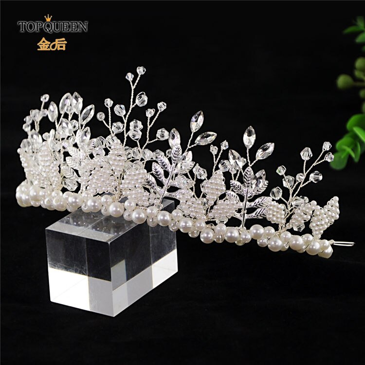 Topqueen  hp196- s bruiloft haaraccessoires strass haarversieringen voor bruiloft bruidshoofdtooien met parel snel: Default Title