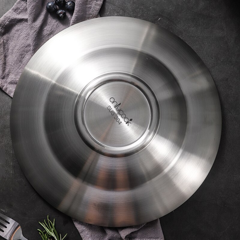 ONLYCOOK Pasta Dish 304 Stainless Steel Pasta Plate 25/27cm Double Insulated Stainless Steel Plate