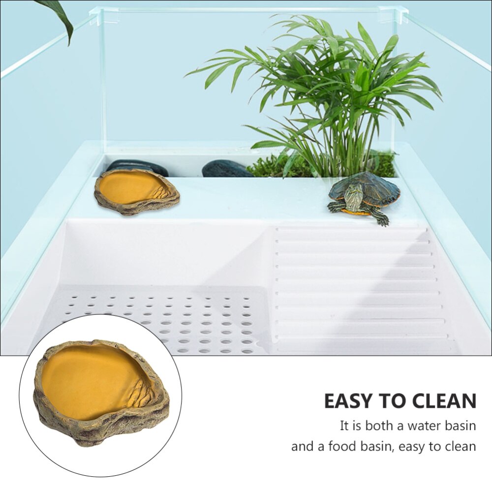 Pet Reptile Feeder Bowl Dragon Beard Turtle Resin Landscape Pet Cage Drink Bowl