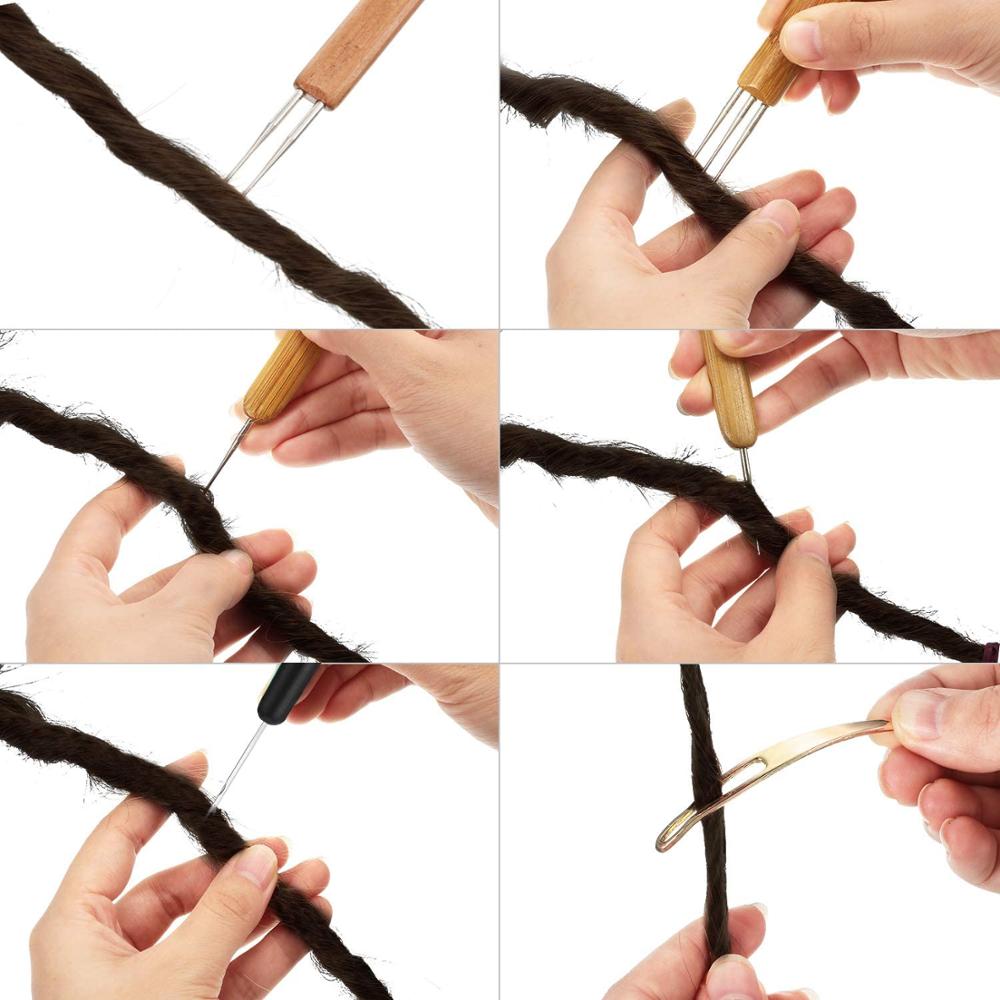 Profeesional dreadlocks hæklet værktøjssæt hårlåseværktøj til fletning håndværk låsekrog hæklet nålesæt