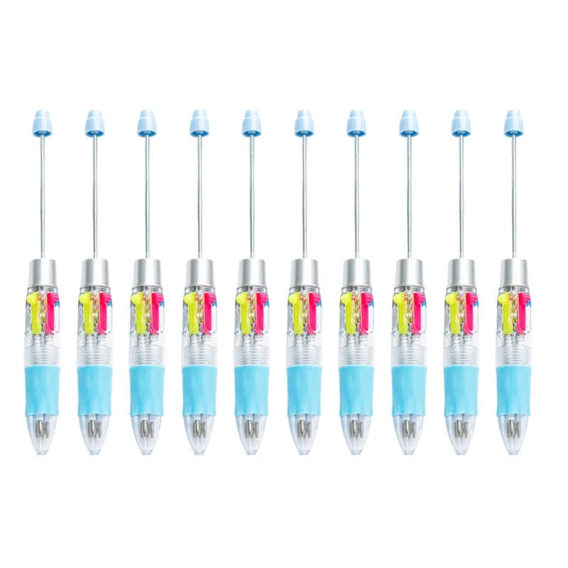 Stylo à bille multicolore perlé, 4 couleurs en 1, pointe 1.0MM, lisse pour écrire, pour étudiant, enseignant, marquage, 10: Bleu