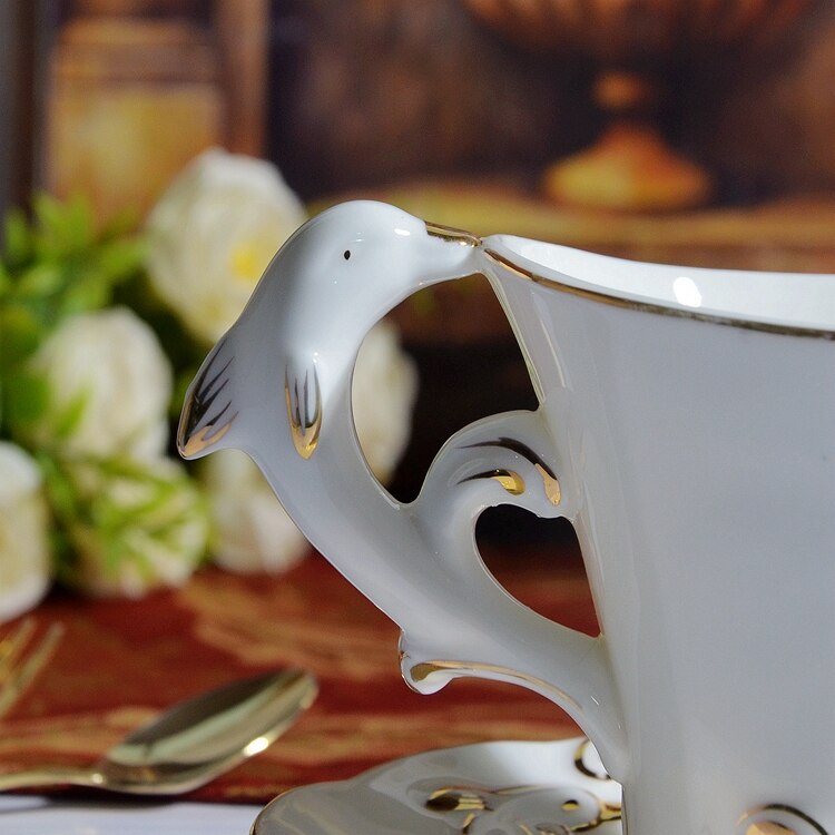 BN01016 European style embossed coffee cup set 200ml 3D dolphin relief coffee cup and saucer Minimal coffee cup ceramic tea set