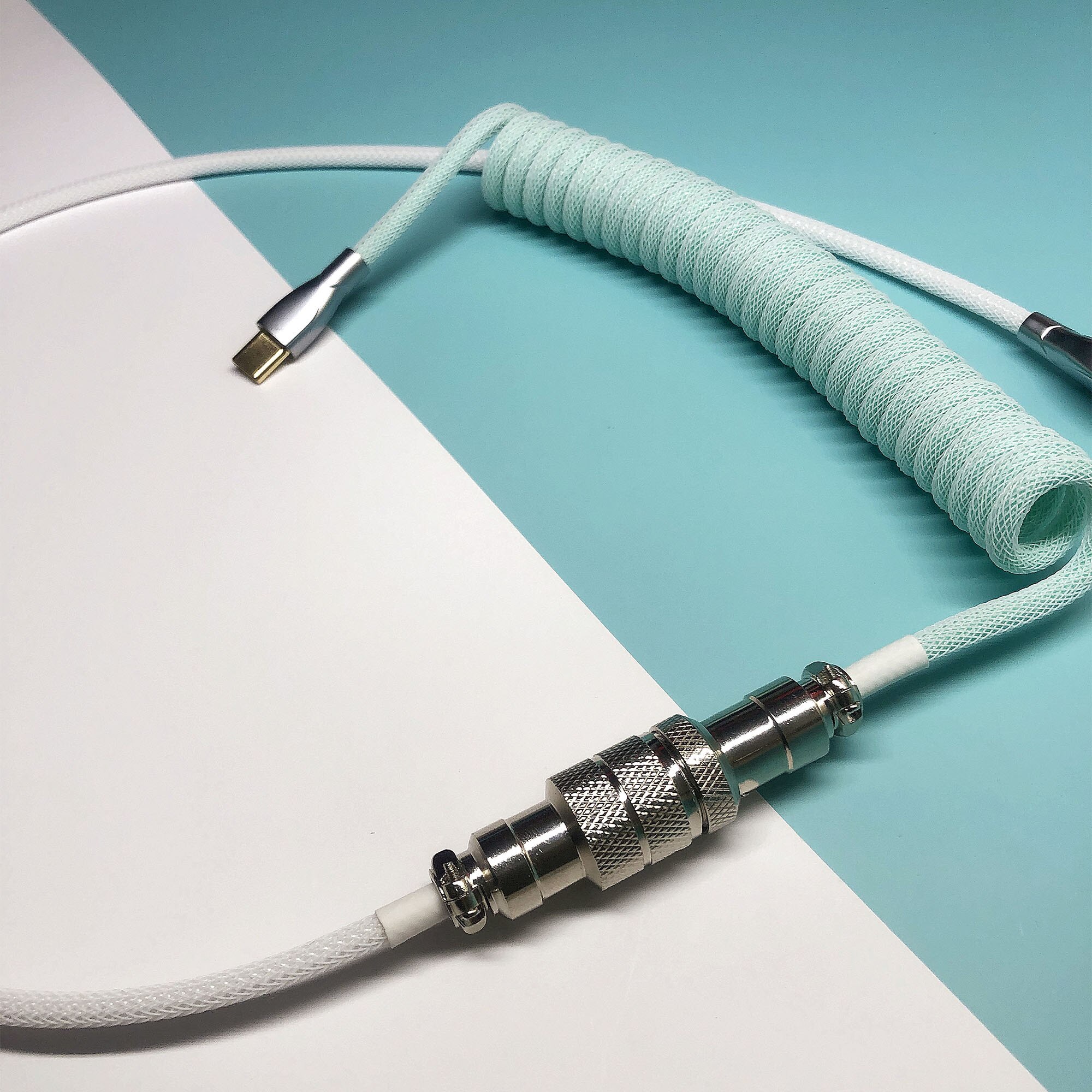 Tiffany White Type C USB Cable Mechanical Keyboard Coiled Cable Wire Mechanical Keyboard Aviator Computer Aviation Connector
