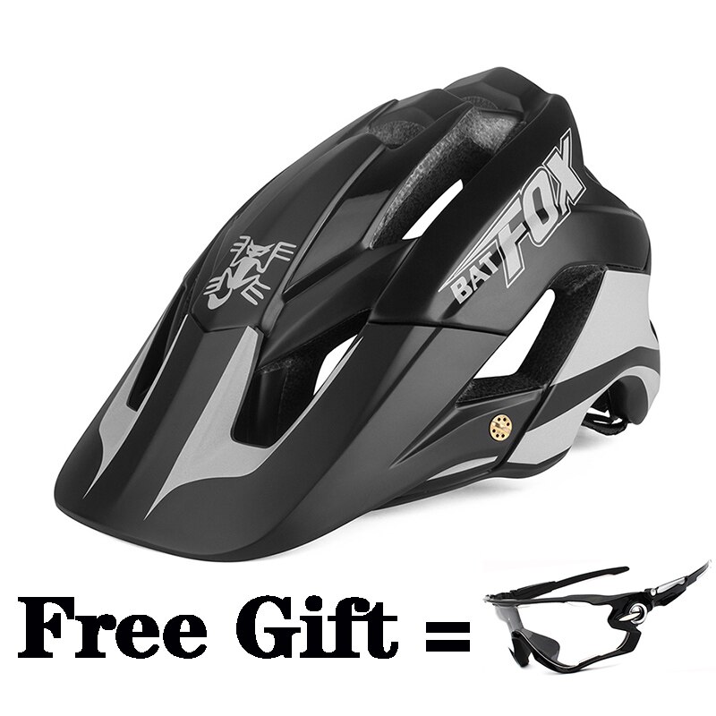 BATFOX Bike Helmet Night Reflective Cycling Helmet MTB Casco Bicicleta MTB Bicycle Helmet Capacete Ciclismo Cycle helmets: M776-Black-2