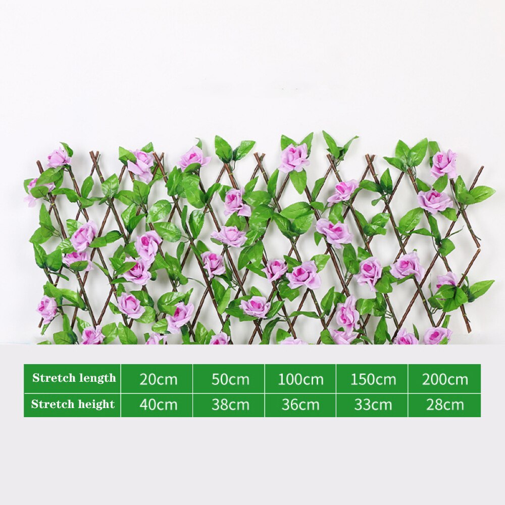 Kunstig hækvæg havehegn med blomster blade udendørs planter hæk holdbar tilbagetrækkelig havebeskyttere dekoration: Lille-lilla