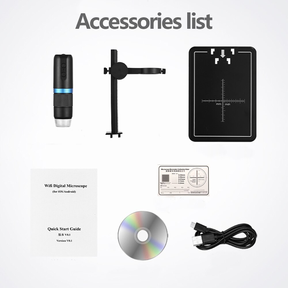 1000X Zoom WIFI HD Desktop Electronic Digital USB Microscope 8LED Plastic Support Stand For Apple Android Phone PC