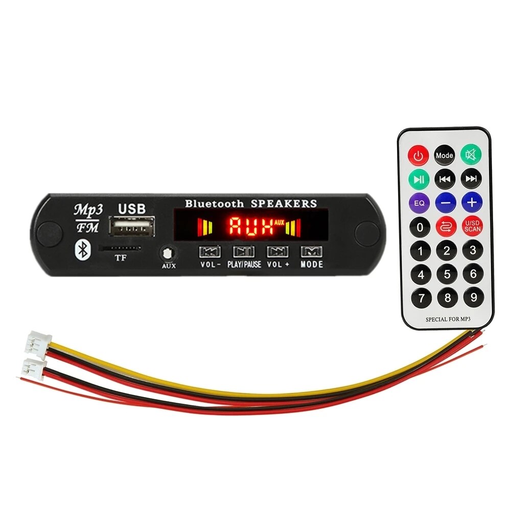 12V Bluetooth 5.0 Odtwarzacz MP3 Bezprzewodowa płyta dekodera Przełączanie folderów USB TF FM Radio Moduł wywołania Zestaw samochodowy do głośnika: Default Title