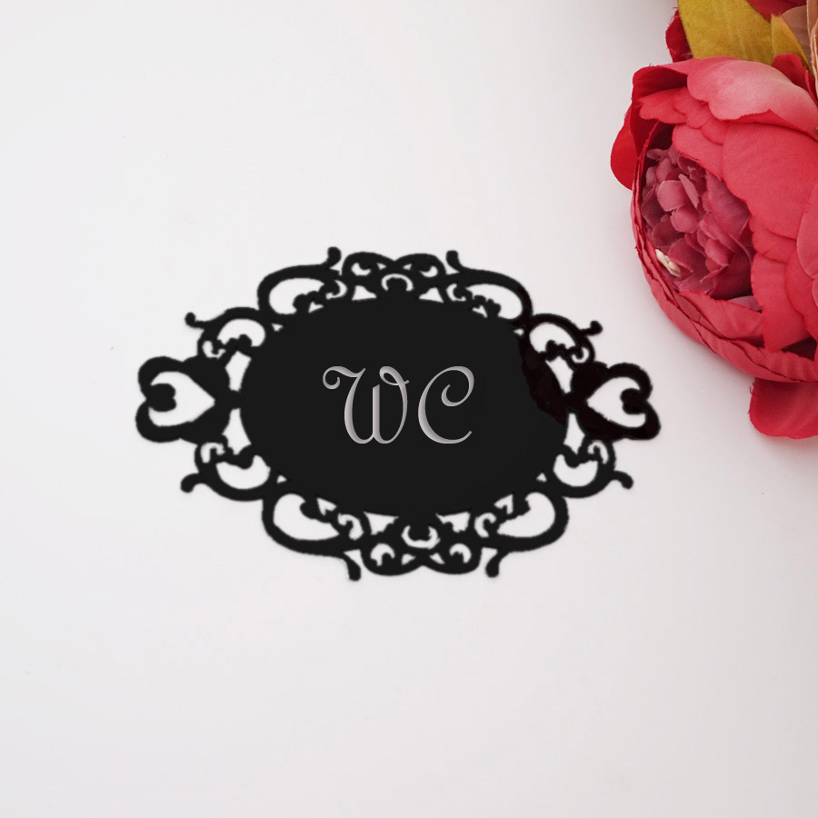 Bedroom Bathroom Toilet WC Door Sign Wall Sticker Signage Acrylic Mirror Oval Indicator Home Decor House Moving: L / light yellow