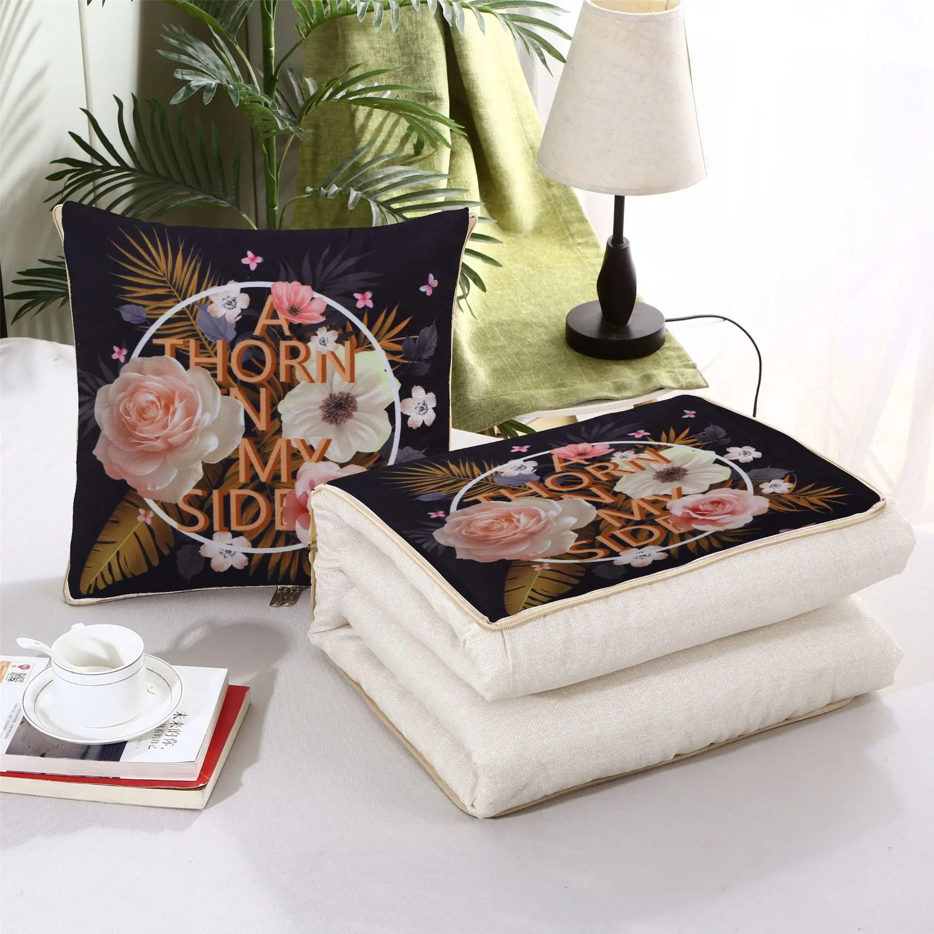 Multifunctionele deken Opvouwbaar kussenkussen, PP-katoen voor bank, bed, auto, reizen 2 in 1, cartoonkussens, kussens, dekens