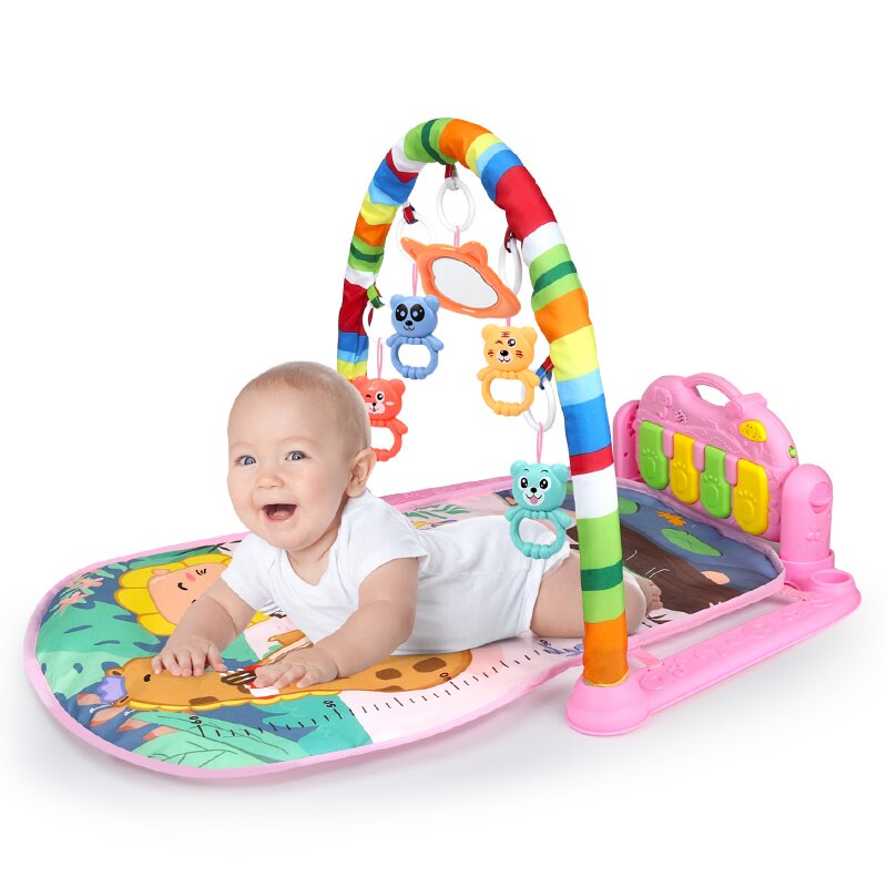 Hipac Baby Bed Bell Musical Pedal Piano High-Elastic Bracket 0-12 Months Baby Newborn Infant Toys for Kids for Children: Pink