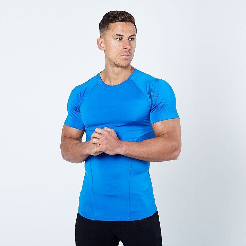 Di alta Qualità degli uomini di Corsa E Jogging T-Shirt Quick Dry Camicia di Fitness di Formazione Esercizio Vestiti Palestra Sport Stretch Girocollo Magliette E Camicette